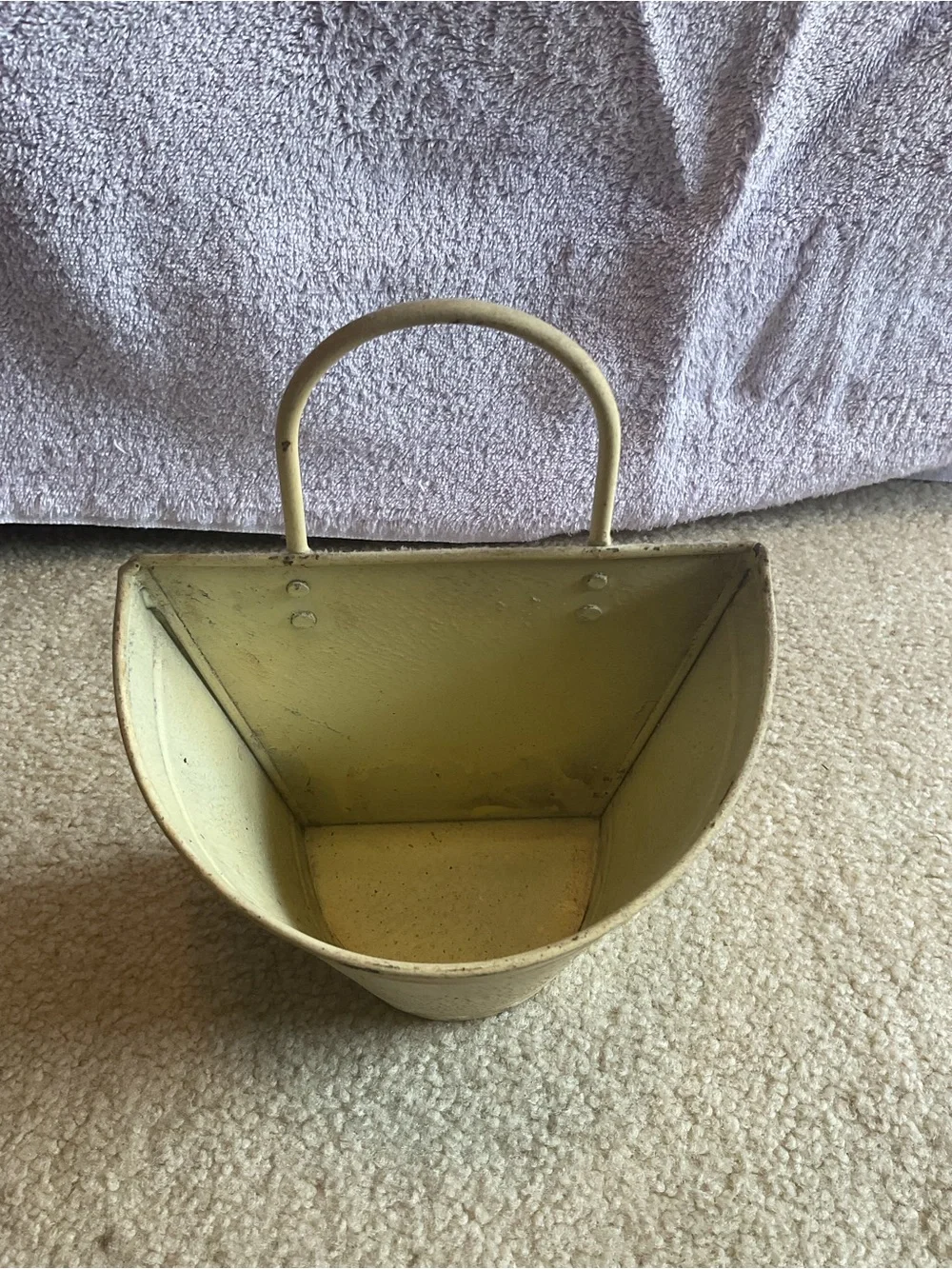 Decorative Cream Metal Bucket with Handle